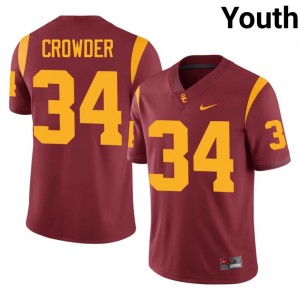 #34 Jayden Crowder Trojans Cardinal Jersey | Elite Embroidery Youth Player Football Gear 25402948