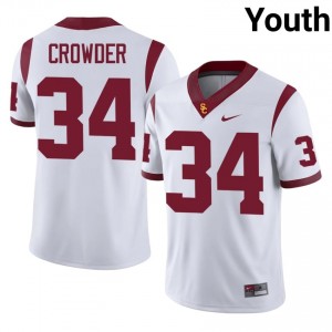 White Jayden Crowder #34 USC Trojans Jersey | Youth High School Football Licensed Stitched 30511870