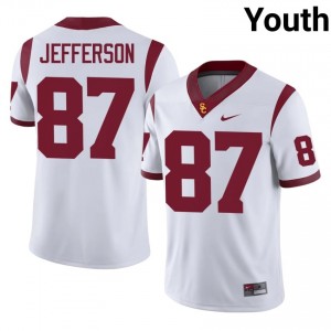 White Josiah Jefferson #87 USC Trojans Jersey | Youth High School Football Licensed Stitched 21227537