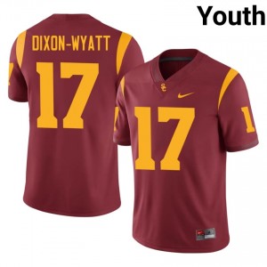 #17 Kayden Dixon-Wyatt Trojans Cardinal Jersey | Authentic Embroidery Youth Player Football Gear 20330005