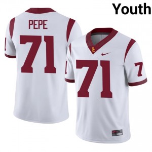 Elite Thread Keenyi Pepe #71 Trojans White Jersey | Youth University Football Stitched Fan Gear 78393700