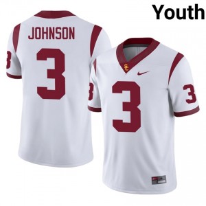 Elite Thread Keyshawn Johnson #3 Trojans White Jersey | Youth University Football Stitched Fan Gear 43387364