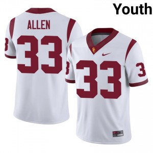 #33 Marcus Allen Trojans White Jersey | Classic Stitched Youth Player Football Gear 88495899