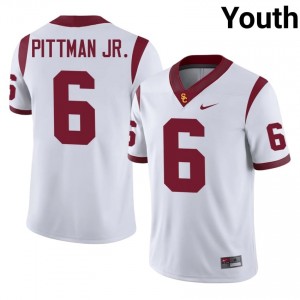 Elite Thread Michael Pittman Jr. #6 Trojans White Jersey | Youth University Football Stitched Fan Gear 26919955