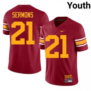 Durable RJ Sermons #21 Trojans Cardinal Alternate Jersey | Youth University Football Swen Fan Gear 48709191