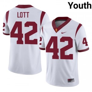 White Ronnie Lott #42 USC Trojans Jersey | Youth High School Football Limited Stitched 64419742