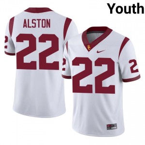 #22 Shahn Alston Trojans White Jersey | Elite Stitched Youth Player Football Gear 45013919
