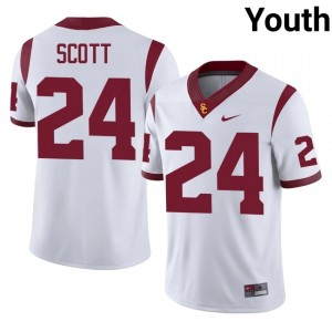 Elite Thread Shaun Scott #24 Trojans White Jersey | Youth University Football Stitched Fan Gear 71260531