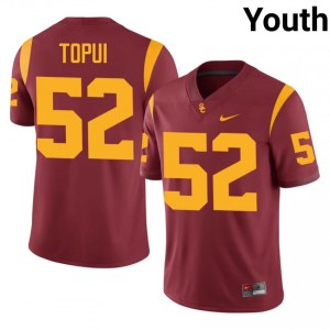 #52 Tomuhini Topui Trojans Cardinal Jersey | Classic Embroidery Youth Player Football Gear 71711468
