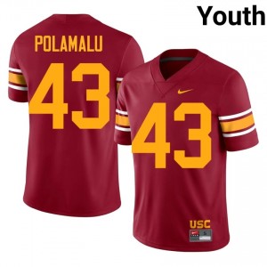 #43 Troy Polamalu Trojans Cardinal Alternate Jersey | Authentic Stitch Youth Player Football Gear 10183204
