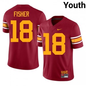 #18 Zuriah Fisher Trojans Cardinal Alternate Jersey | Authentic Stitch Youth Player Football Gear 35895007